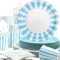 Obussgar Set stoviglie a Righe Azzurre comprende Piatti, tovaglioli, Bicchieri di Carta per Feste di Compleanno, Lauree, Matrimoni, Baby Shower (Azzurro 40)