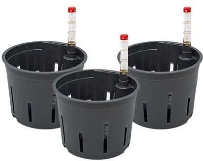 Leni Kulturtopf für Hydrokultur-Systeme Set mit Wasserstandsanzeiger | Größen zur Wahl 5-32 cm rund | Langlebiger Kunststoff (3er-Pack, Ø: 11cm | H: 9cm)