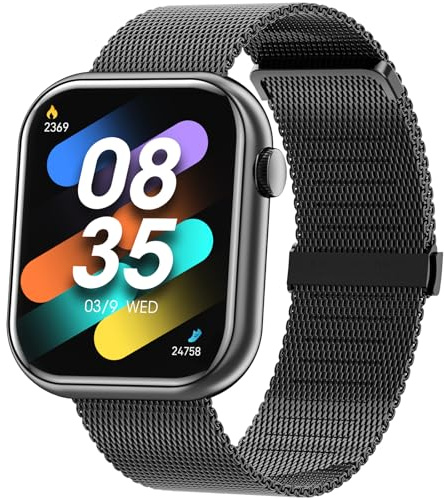 Hwagol Smartklocka (svar/ringa samtal), 1,8 tum fitnessmätare, smartwatch hjärtfrekvens/sömnövervakning/stegräknare/kalorier, 140+ sportlägen, vattentät fitnessklocka för kvinnor för Android iOS