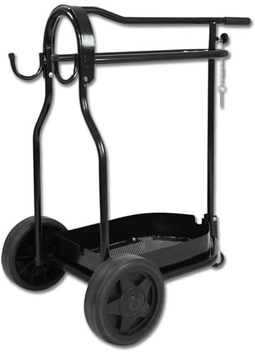 RL24 - Sattelwagen Stall Carry Basket von Waldhausen – mit Korb, Sattelhalter & 2 Haken – platzsparend zusammenklappbar & leicht schiebbar – Sattelcaddy in Schwarz – 15,5 kg – 93 cm (Höhe)