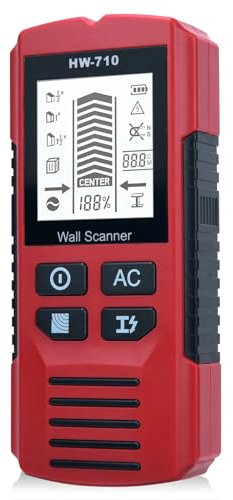 Localizador de cables, detector de pared 5 en 1, detector de vigas multifuncional con pantalla LCD y alarma sonora, instrumento de medición electrónico para madera, metales ferrosos y no ferrosos