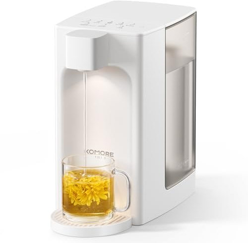 KOMORE 3L Instant Hot Water Dispenser, 5 Temperature Presets & 4 Volume Options, 2050W Fast Boil, Electric Kettles with LED Night Light and Cleaning Program, Energy-Efficient, White