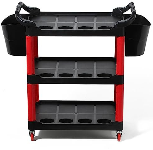 Chariot à outils professionnel à 3 étagères pour garage, mécanicien et atelier de beauté de voiture, établi mobile, chariot de service multifonction pour l'entretien automobile