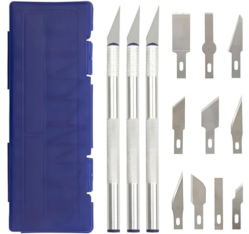 YPYMOD 3 Coltelli di Precisione con 10 Lame di Ricambio, Set di Coltelli con Scatola, in Acciaio Inossidabile, Set di Coltelli in Alluminio per Bisturi Modellismo Taglierino Hobby, Arte, Intaglio