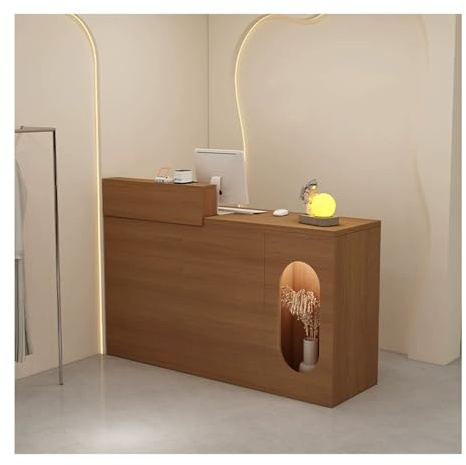 Scrivania moderna con illuminazione a LED e spazio di archiviazione, elegante tavolo da banco anteriore per ufficio reception (90 x 50 cm) elegante mobile per postazione di lavoro