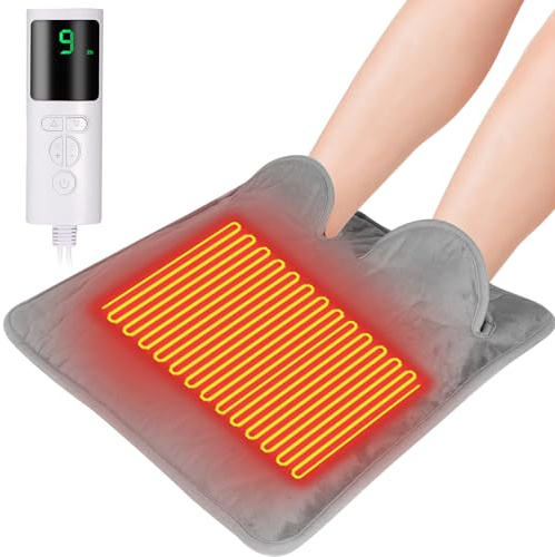 Calentador eléctrico de pies, calentador de pies ajustable de 9 niveles con ajustes de temporizador y temperatura ajustable, almohadilla de calentamiento rápido para mujeres y hombres, invierno, hogar