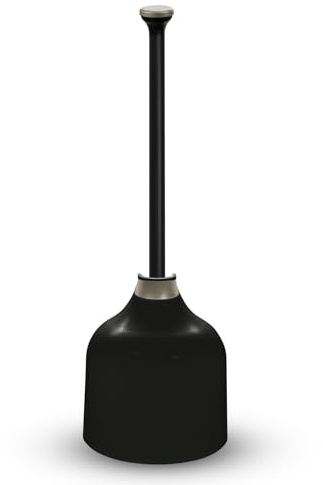 Korky Designer Series Toilet Plunger and Holder in Black