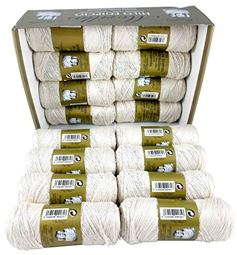 ▷ Pack de Zepelines de Algodón perlé 100% egipcio mercerizado para DIY y tejer a mano labores de ganchillo o punto con un acabado elegante. (16 unidades Perlé N5, Crudo)