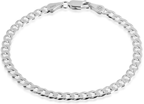 QUADRI - Elegante Armband Herren Silber aus diamantbesetzter Panzerkette (Cuban) - Armbänder für Herren Damen aus 925er Echtsilber - Breite 5mm - Länge 18 cm - Zertifikat Made in Italy (Extra Klein)