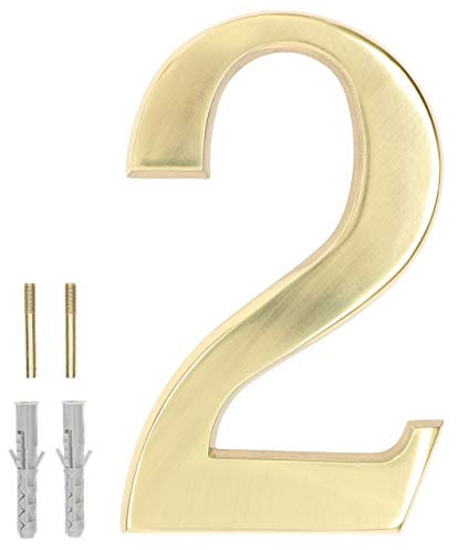 KOTARBAU® 3D Hausnummer Ziffer 2“ aus Messing 20 cm Türnummer für Häuser Siedlungen Hotels Wohnungen 100% Messing