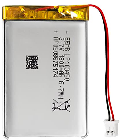 EEMB Lithium Polymer battery 3.7V 1800mAh 103450 Lipo Rechargeable Battery Pack with wire JST Connector-confirm device & connector polarity before purchase