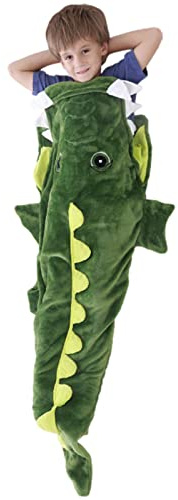 ANUFER Enfants Doux Épaissi Flanelle Sac de Couchage Crocodile Queue Chaleureux Canapé TV Couverture SN070275