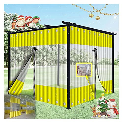 KUBAOS Pavillon Seitenwand Transparent Outdoor Vorhänge mit Reißverschluss Werkstatt-Trennwände Reißfest Strapazierfähiges PVC für Veranda, Gartenlaube, Patio Color : Yellow, Size : 2x2m/6.56x6.56f