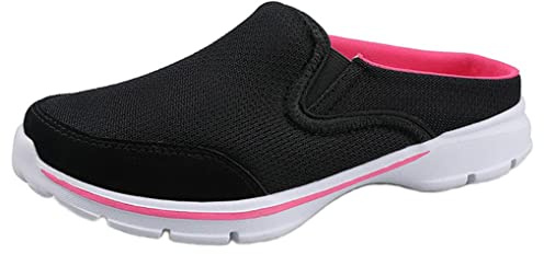 Tofflor damer herr sommar slip-on strandsandaler rygglösa träskor mules inomhus utomhus bekväma vardagliga hemskor flip flops, Svart Dd, 41 EU