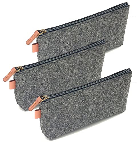 Bingolar Filz Mäppchen Filz Federmäppchen Filzstiftbeutel Multifunktions Briefpapier Beutel Kosmetiktasche mit Reißverschluss für Stifte Bleistifte Markierungen und andere Schulbedarf (Gray)