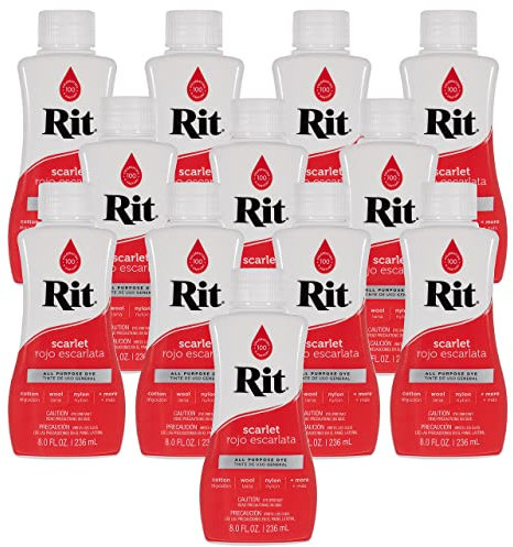 Rit Dye - Tinte líquido para telas de 8 onzas para ropa, decoración y manualidades, color escarlata (paquete de 12)