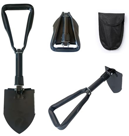 Pelle pliable multifonctionnelle 46 cm, Pelle à neige pliable, pelle pliable militaire, pelle de survie camping portable pour camping, jardin, survie, randonnée, etc.