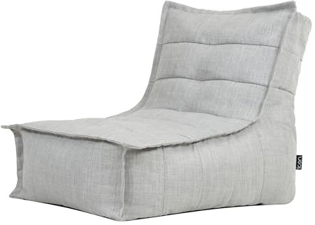 Icon Dolce Sitzsack-Liege für Erwachsene, Grau, Indoor Outdoor Sitzsack mit Füllung, Bean Bag, Wasserabweisender Stoff, Bequemer Sessel für Wohnzimmer, Lounge, Schlafzimmer, Garten