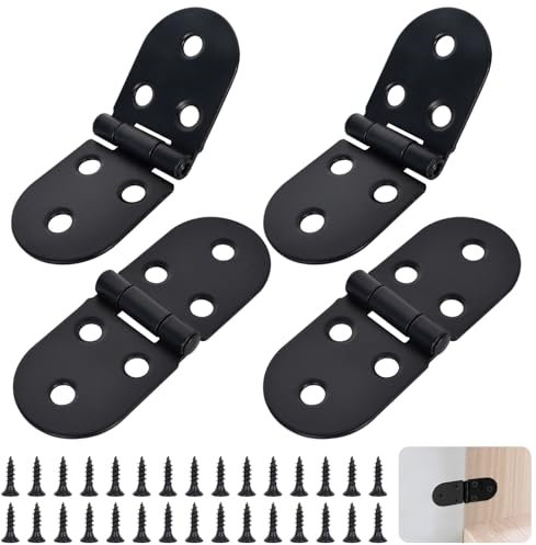 4 Pièces Charnière Plate De Porte Pliable - Charnière D'armoire Rabattable à 180° - Inox Avec Vis Pour Meubles, Armoires, Tables