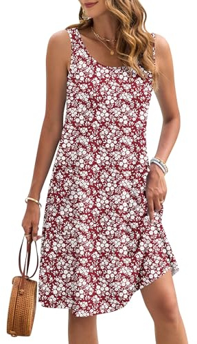 AUSELILY Vestido de Verano para Mujer sin Mangas y hasta la Rodilla