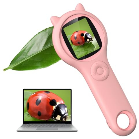 Microscope For Kids, Mini Microscope With 2'' Inch Screen,500x Handheld Digital Kids Micro scope,Suitable For Birthday Gifts For 4 5 6 7 8 9 10 11 12 Boys Girls (Pink)