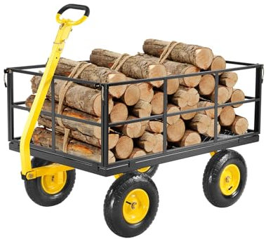 VEVOR Bollerwagen 116,8x76x43 cm, Transportwagen, Gartenwagen, Gerätewagen, 2-in-1-Handwagen, mit 13-Zoll-All-Terrain-Reifen, abnehmbaren Seitenteilen aus Netzmaterial & um 180° drehbarem Griff