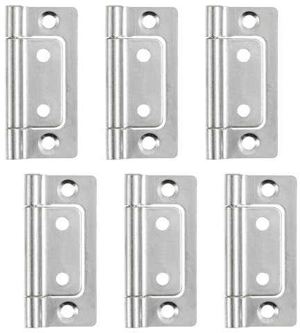 SYEYCW Bisagras Plegables de Carga Pesada 51 x 25mm, 6 Piezas para Puertas de Madera, Ventana, Armario, Cajones - Plata