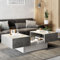 KEEPREAPER Coffee Table with Large Storage - Modern Nesting Tables for Small Spaces, Living Room Grey Centre Table with Hidden Compartment