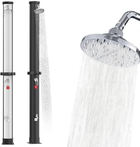 PEILU Ducha solar de jardín de 40 litros, para exteriores, con ducha giratoria de 360°, ducha de piscina, máx. 60 °C, temperatura del agua caliente, resistente a la intemperie, para exterior, piscina