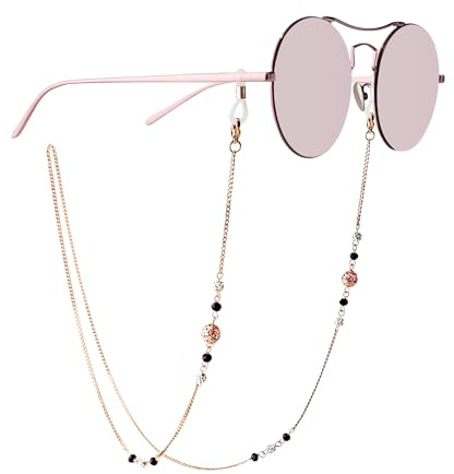 Mini Tree Chaîne pour Lunettes Femme et Homme, Cordons à Perles pour Lunettes de Lecture, Porte-Lunettes et Lunettes de Soleil à Porter autour du Cou (Rose Or)