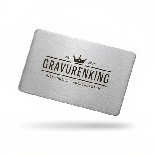 Edelstahl-Karte mit permanenter Lasergravur - Metall Visitenkarte individuell gestalten - VIP Karte 0.5mm