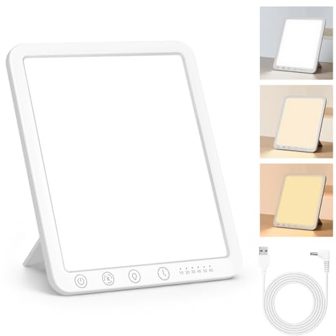 AOGOE SAD Lamp for Seasonal Affective Disorder, SAD Therapy Lamp, 15000 Lux Light Therapy with 3 Color Temperature, 6 Timer, Memory Function, UV-Free Natural Sunlight Lamp for Office Desk Home Sleep