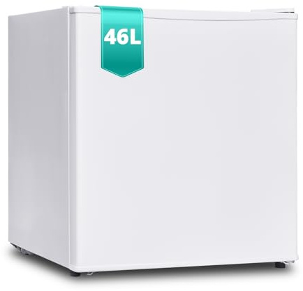 SMETA Petit Frigo 46L, Mini Frigo Silencieux 220V, Réfrigérateur avec Thermostat Réglable, Porte Réversible et Petit Congélateur, pour Chambre, le Bureau, Blanc