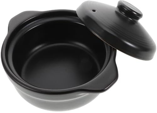 FOMIYES Olla de Cerámica Multifuncional para Guisar 1.26l Tapa, Cazuela para Estofado y Sopa, Adecuado para Cocina Doméstica y Reunión Familiar
