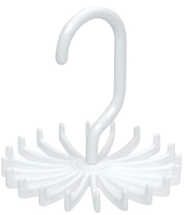 STOBAZA Organizador de Perchas para Corbatas de Plástico Duro Blanco, Antideslizante y Giratorio 360 Grados, Capacidad para 20 Corbatas, Adecuado para Armario