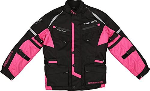 Modeka Tourex II Kinder Motorrad Textiljacke, schwarz/pink, 152