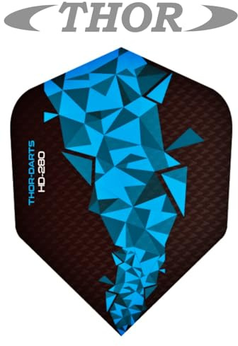 THOR-DARTS®?Exklusiv linje: 150 Micron F2 Darts Flights HD-280 svart dart flyger extra lång hållbar tjocklek 150 mikr Ultra Strong (30 stycken (10 set), blå/blå)