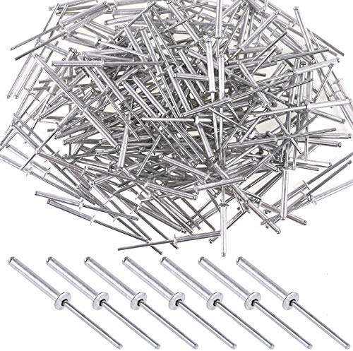 Mardatt 200Pcs Aluminum Blind Rivets 1/8 x 15/16 Inch (3.2x24mm) Pop Rivets Decorating Fastener Core Pulling Rivets for Sheet Metal, Woodworking, Industrial
