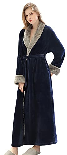 CaiDieNu Robe De Chambre Femme Polaire Longue Peignoir Robe d interieur Hiver Chaude Doux Microfibre Flanelle