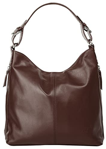 Samantha Look Handtasche Echt Leder Damen Made in Italy, elegante Schultertasche, Umhängetasche aus Leder 017580