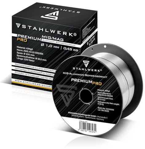 STAHLWERK MIG MAG alambre para soldadura de aluminio ER5356 (AlMg5) 1.0 mm 0.45 kg Bobina de alambre | Carrete de alambre | Metal de aportación | Alambre para soldadura universal