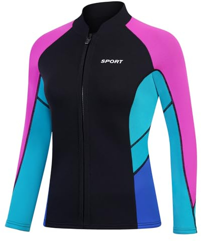DEHAI Mens Women's Wetsuit Top Jackets, 2mm 3mm Neoprene Kids Wet Suit Long Sleeve Shirt and Youth Front Zip Sleeveless Vest, Water Sports Keep Warm for Diving Swimming Waterski Surfing