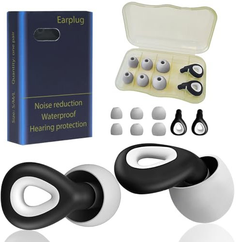 Hengxinchen 1 Paires Bouchon D'oreille pour Dormir,Bouchon Oreille Silicone Souple Antibruit,Bouchons Doreilles Anti Bruit Réutilisables,pour Sommeil,Protection Auditive,Concert,Avion,Moto,Fêtes