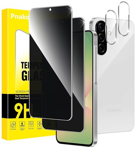 Pnakqil Privacy Pellicola Protettiva per Samsung Galaxy A56 5G con Protezione Fotocamera Schermo, Anti-Spy Vetro Temperato, Screen Protector Vetrino Protettivo con Angolo di Anti Spia 28°,2+2 Pezzi