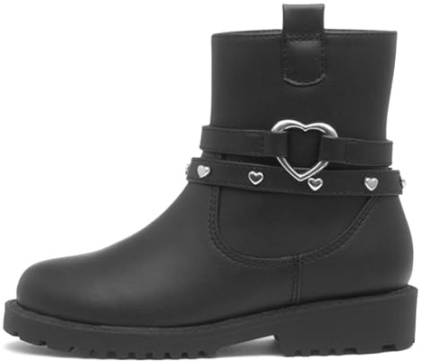 Walkright Lane Girls Black Zip Up Heart Ankle Boot - Size 10 Child UK - Black