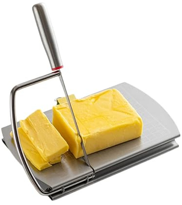 Irishom Affettaformaggio in Acciaio Inox con Filo – Affettatrice per Formaggio & Tagliere per Burro, Affettaformaggio per Formaggio, Burro, Prosciutto & Verdure, Porzionamento Preciso (Stile Lame)