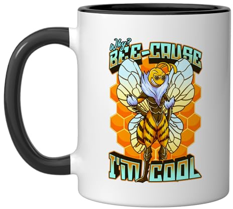 Beekeeper Design For Honey Bees Lover - Bee-Cause I'm Cool Ceramic Mug, Black/White
