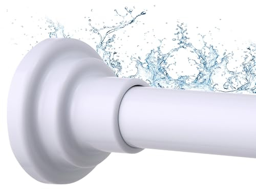 Veloxtera Extendable Shower Curtain Pole 73-132 CM, 2.5CM Tension Rods for Curtains No Drill, Never Rust, Non Slip White