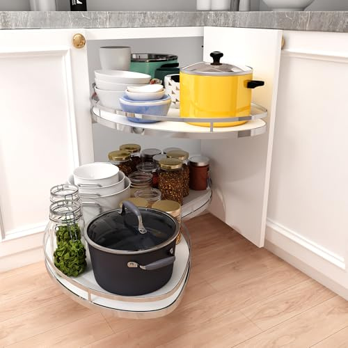VADANIA Kitchen Cabinet Blind Corner Pullout Organizer for 36-inch/900mm Cabinet, 2 Tiers Swing Tray, Soft Close, Left Handed Open