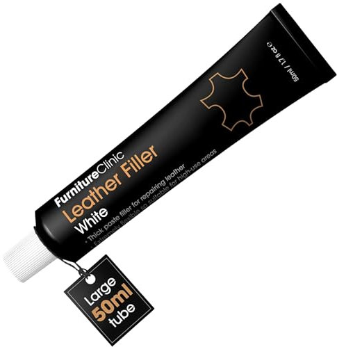 Leather Repair Filler (White) - For Filling Holes, Scuffs, Scratches, Cracking Etc - Heavy Filler - 50ml (Packaging may vary)